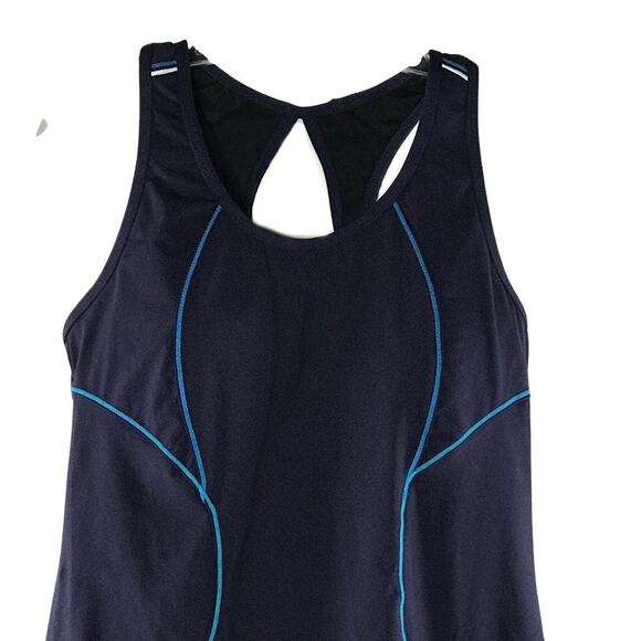Athleta Energy Keyhole Racerback Zip Pocket Tank Purple Blue Medium - Picture 2 of 8